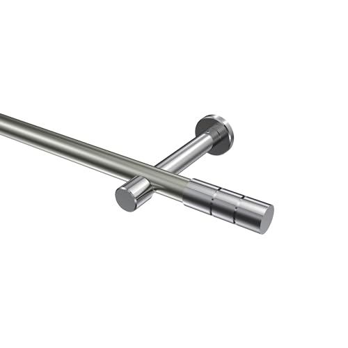 INTERDECO Gardinenstange 20 mm Ø Edelstahl-Optik/Chrom Typ 10193825 AZA, 540 cm von INTERDECO
