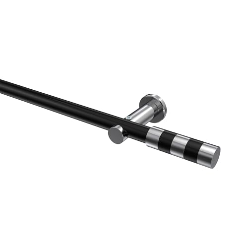 INTERDECO Gardinenstange 20 mm Ø Schwarz/Chrom Typ 10193511 AZA, 240 cm von INTERDECO