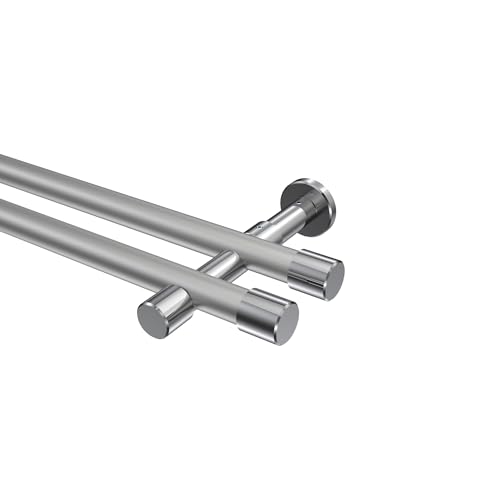INTERDECO Gardinenstange 20 mm Ø Silbergrau/Chrom 2-läufig Typ 10193126 AZA, 220 cm von INTERDECO