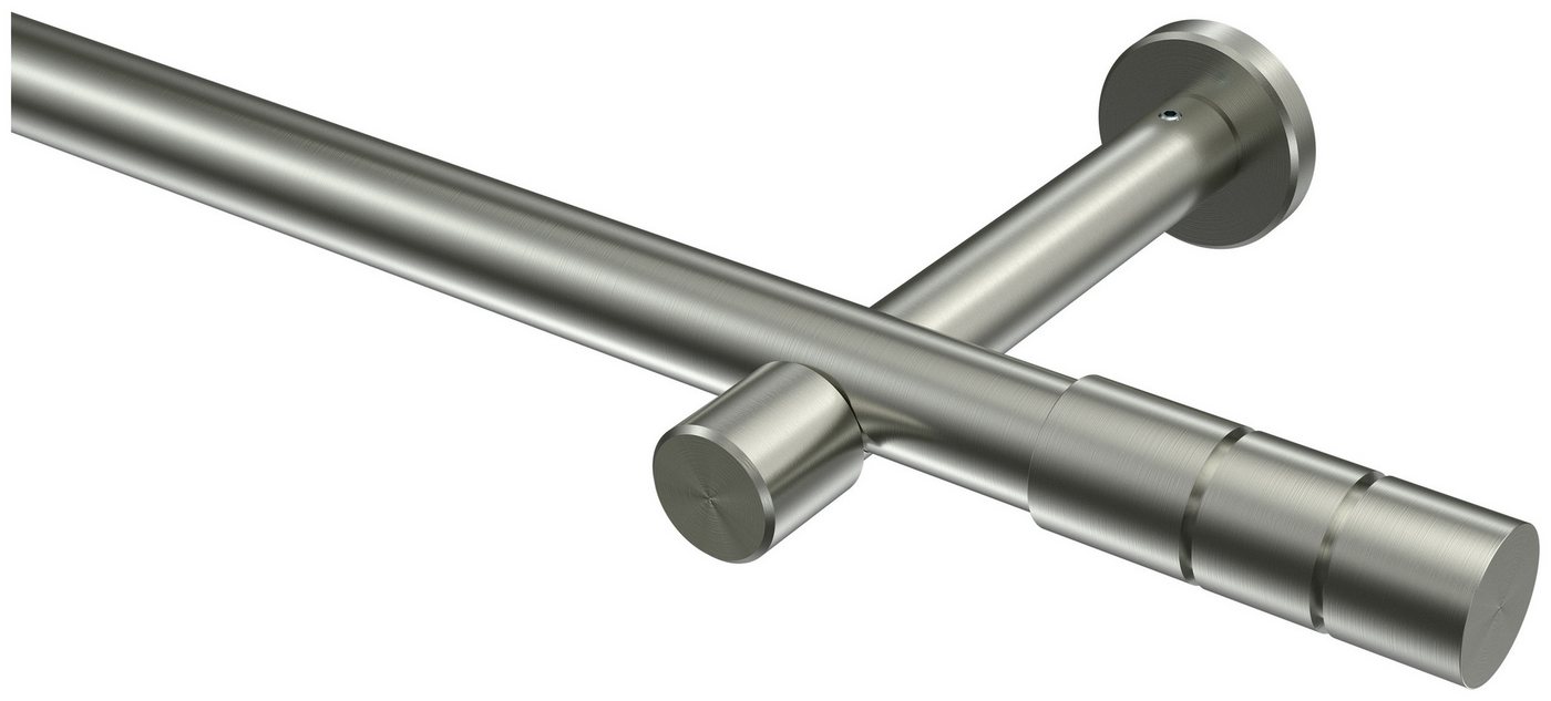 INTERDECO Gardinenstange Prestige Elanto, Ø 20 mm, 1-läufig, Fixmaß, kürzbar, Wandmontage, Deckenmontage, Metall, Edelstahl-Optik von INTERDECO