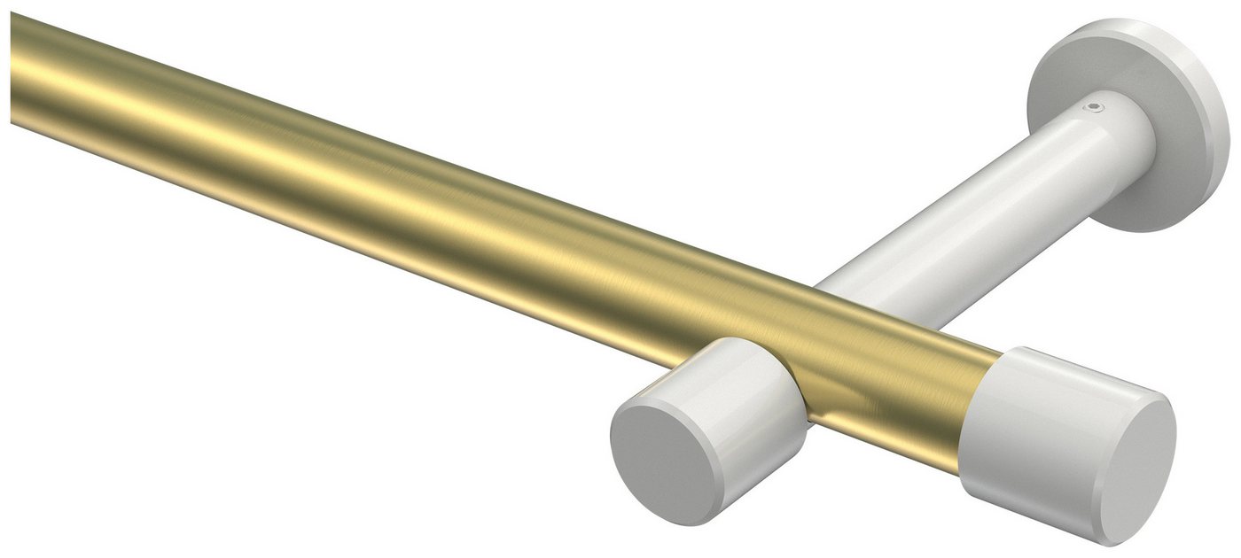 INTERDECO Gardinenstange Prestige Santo, Ø 20 mm, 1-läufig, Fixmaß, kürzbar, Wandmontage, Deckenmontage, Metall, Messing-Optik / Weiß / Bicolor von INTERDECO