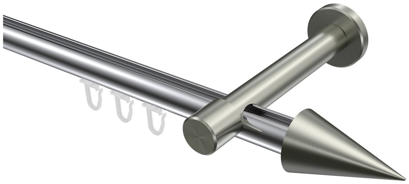 INTERDECO Gardinenstange Prestige Savio, Ø 20 mm, 1-läufig, Fixmaß, kürzbar, Wandmontage, Aluminium, Chrom / Edelstahl-Optik / Bicolor von INTERDECO