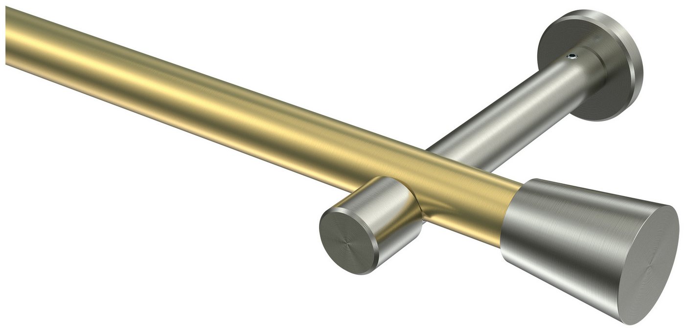 INTERDECO Gardinenstange Prestige Sitra, Ø 20 mm, 1-läufig, Fixmaß, kürzbar, Wandmontage, Deckenmontage, Metall, Messing-Optik / Edelstahl-Optik / Bicolor von INTERDECO