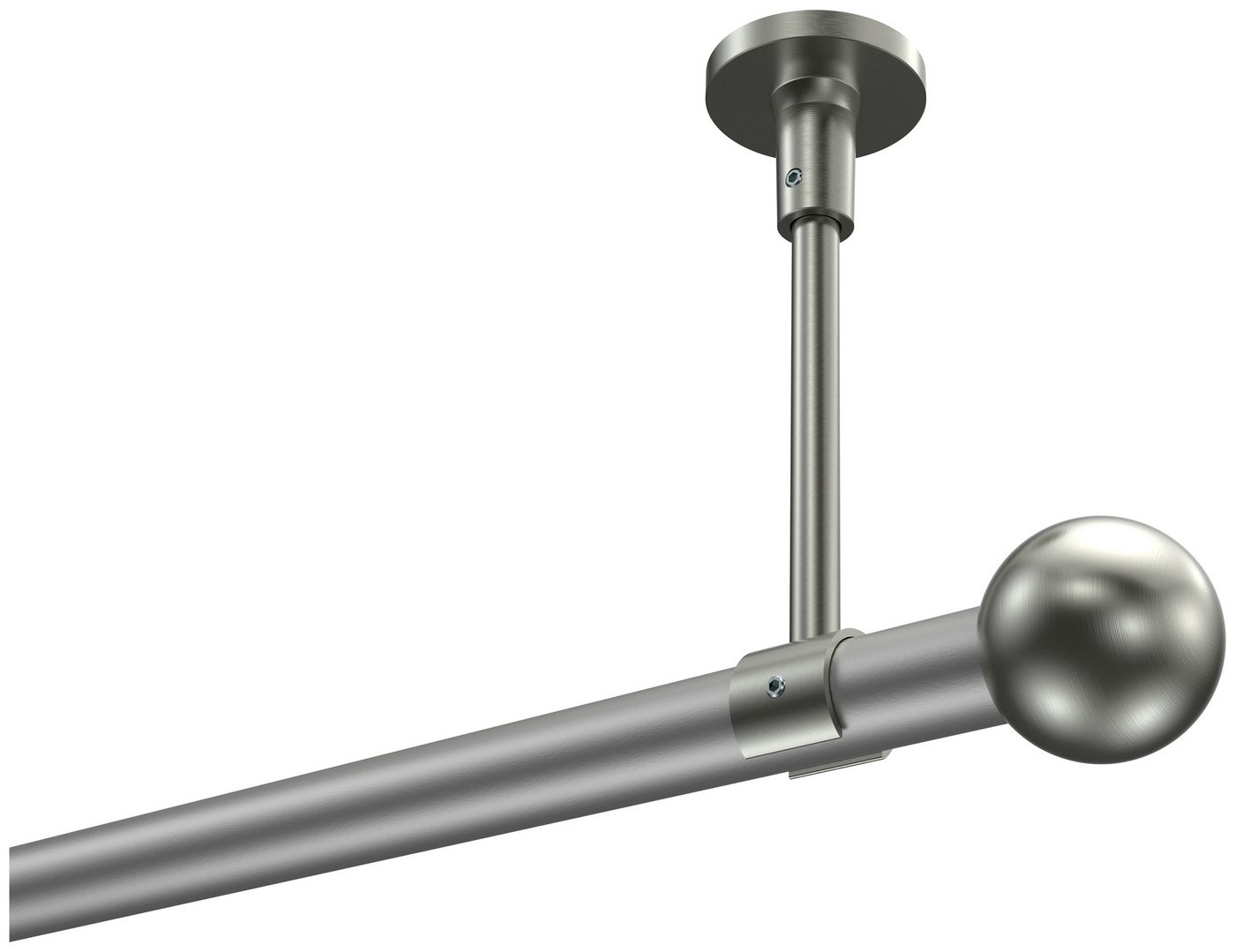 INTERDECO Gardinenstange Sonette Luino, Ø 20 mm, 1-läufig, Fixmaß, kürzbar, Deckenmontage, Metall, Silbergrau / Edelstahl-Optik / Bicolor von INTERDECO