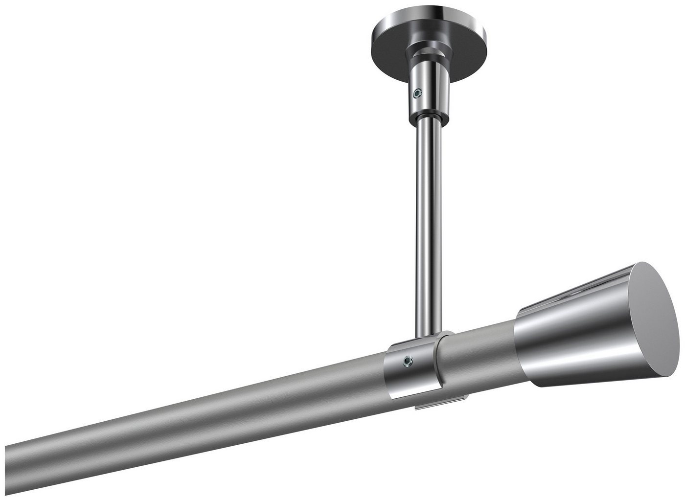 INTERDECO Gardinenstange Sonette Sitra, Ø 20 mm, 1-läufig, Fixmaß, kürzbar, Deckenmontage, Metall, Silbergrau / Chrom / Bicolor von INTERDECO