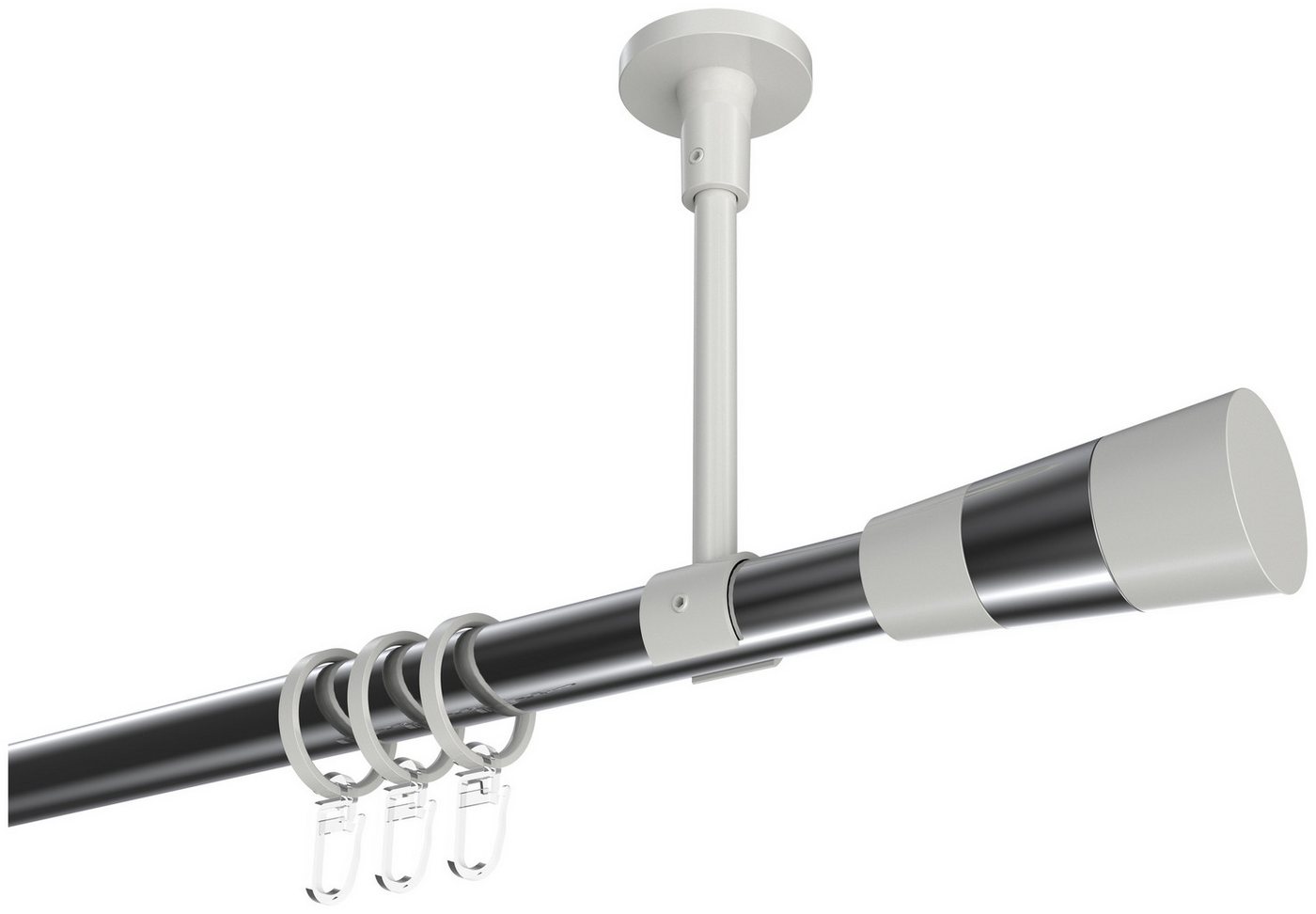 INTERDECO Gardinenstange Sonette Tanara, Ø 20 mm, 1-läufig, Fixmaß, kürzbar, Deckenmontage, Metall, Chrom / Weiß / Bicolor von INTERDECO