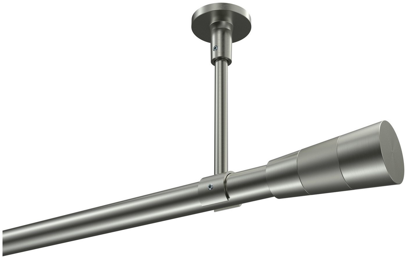 INTERDECO Gardinenstange Sonette Tanara, Ø 20 mm, 1-läufig, Fixmaß, kürzbar, Deckenmontage, Metall, Edelstahl-Optik von INTERDECO