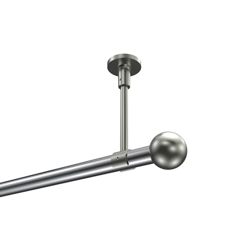 INTERDECO Gardinenstange mit Deckenbefestigung 20 mm Ø Chrom/Edelstahl-Optik Typ 10193633 AZA, 160 cm von INTERDECO