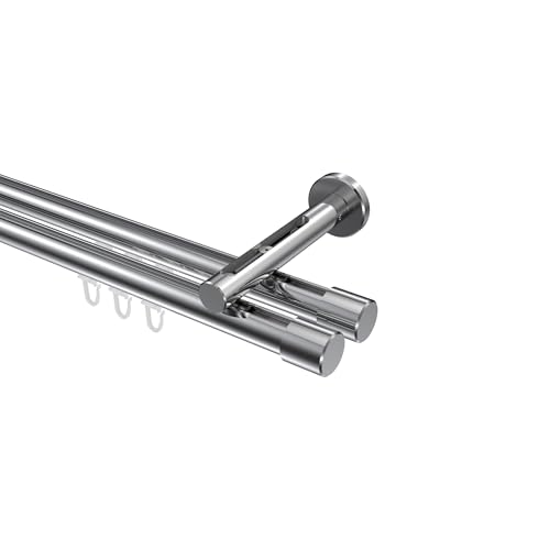 INTERDECO Gardinenstange mit Innenlauf (variabler Wandabstand) 20 mm Ø 2-läufig Chrom Typ 10213146 AZA, 400 cm von INTERDECO