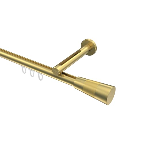 INTERDECO Gardinenstange mit Innenlauf (variabler Wandabstand) 20 mm Ø Messing-Optik Typ 10213345 AZA, 240 cm von INTERDECO