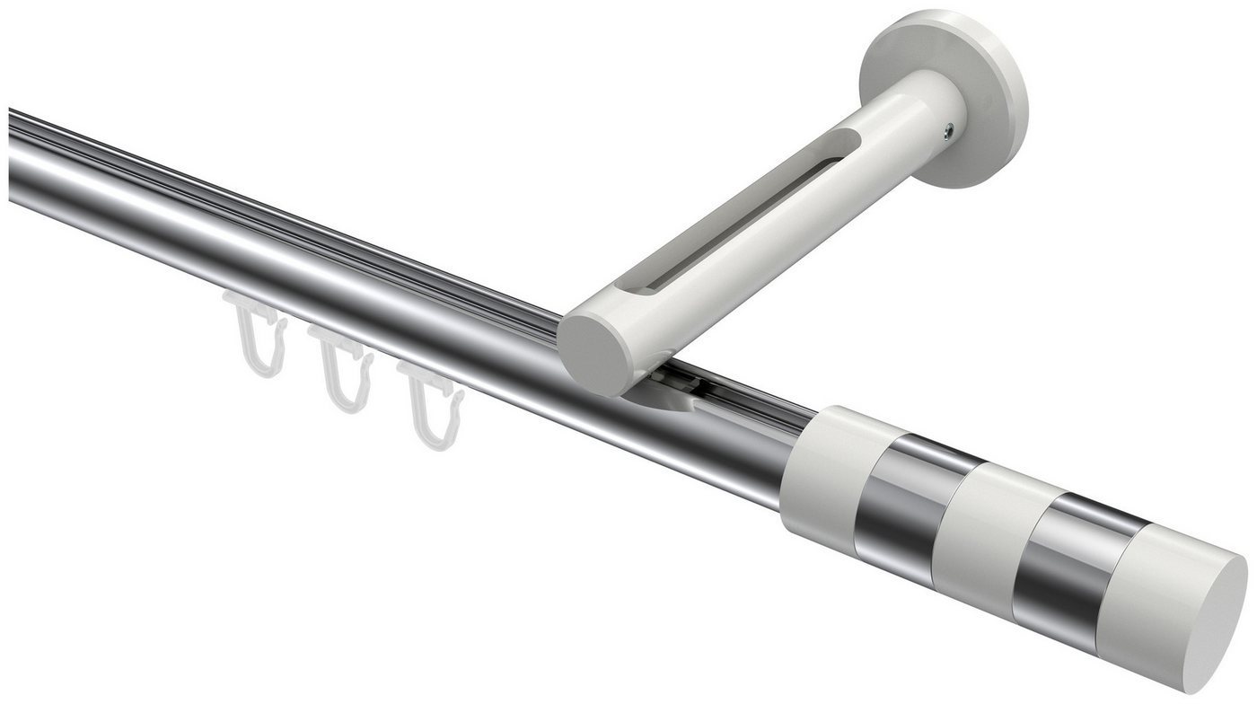 INTERDECO Innenlaufschiene Siteno Mavell, Ø 20 mm, 1-läufig, Fixmaß, kürzbar, Wandmontage, Aluminium, Chrom / Weiß / Bicolor von INTERDECO
