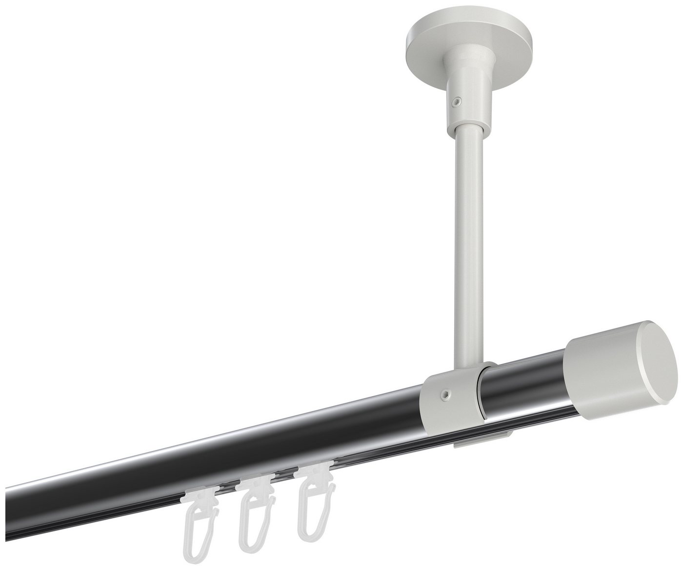 INTERDECO Innenlaufschiene Sonette Santo, Ø 20 mm, 1-läufig, Fixmaß, kürzbar, Deckenmontage, Aluminium, Chrom / Weiß / Bicolor von INTERDECO