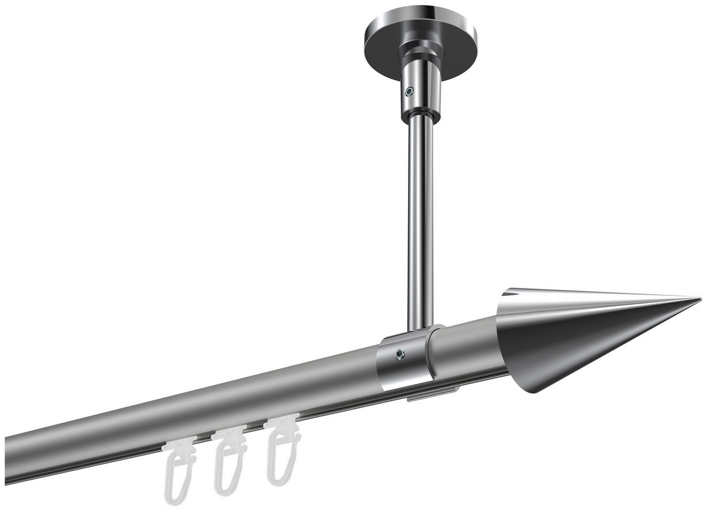 INTERDECO Innenlaufschiene Sonette Savio, Ø 20 mm, 1-läufig, Fixmaß, kürzbar, Deckenmontage, Aluminium, Silbergrau / Chrom / Bicolor von INTERDECO