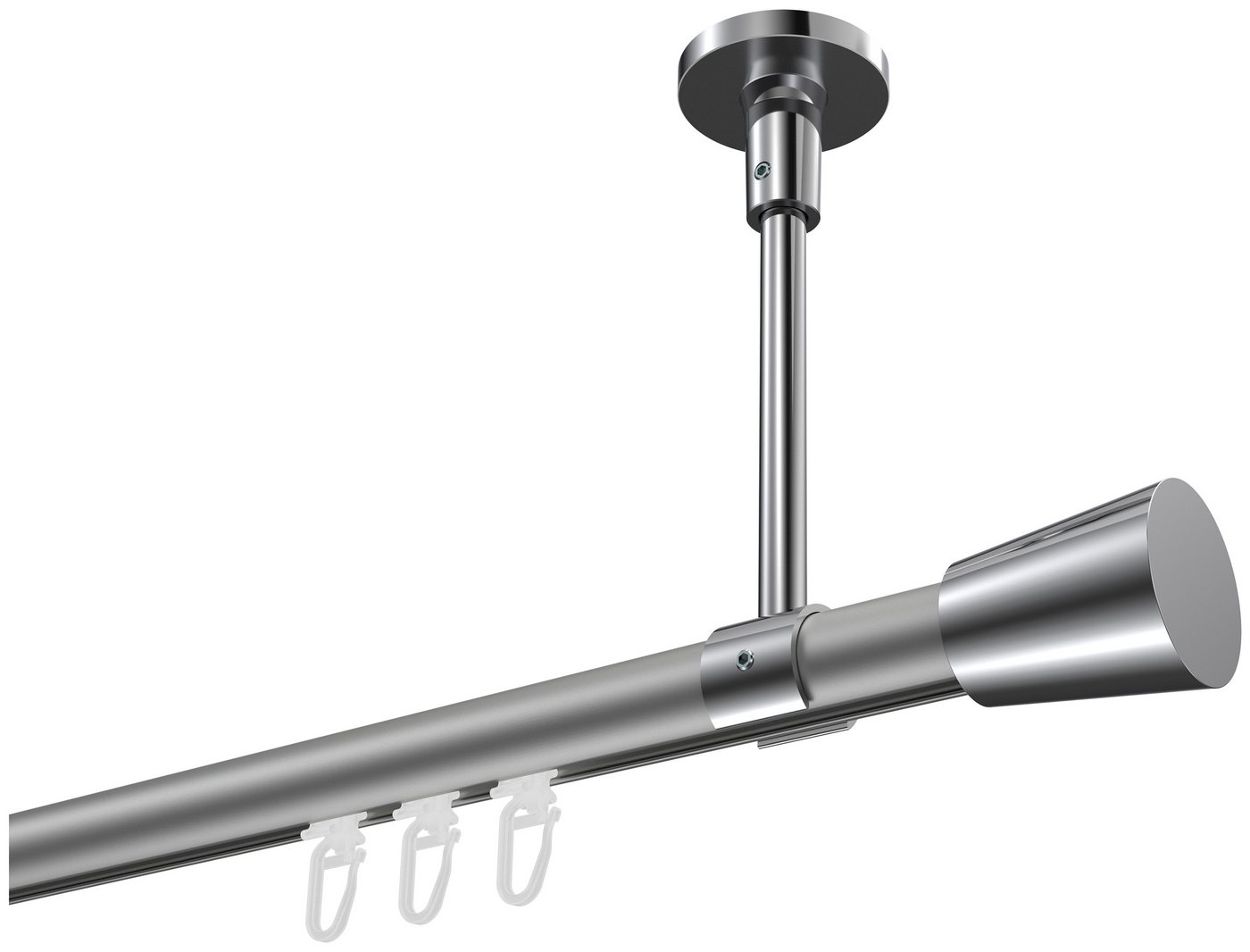 INTERDECO Innenlaufschiene Sonette Sitra, Ø 20 mm, 1-läufig, Fixmaß, kürzbar, Deckenmontage, Aluminium, Silbergrau / Chrom / Bicolor von INTERDECO