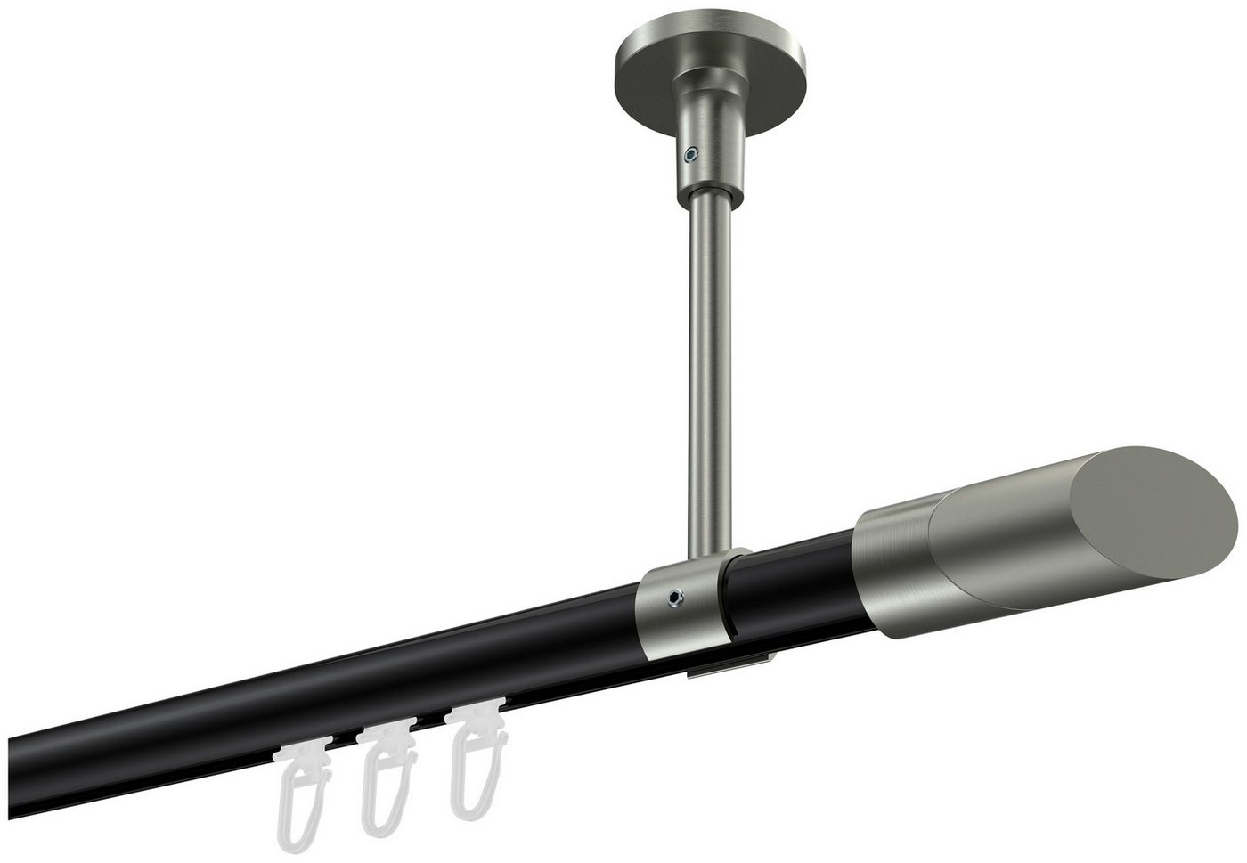 INTERDECO Innenlaufschiene Sonette Verano, Ø 20 mm, 1-läufig, Fixmaß, kürzbar, Deckenmontage, Aluminium, Schwarz / Edelstahl-Optik / Bicolor von INTERDECO