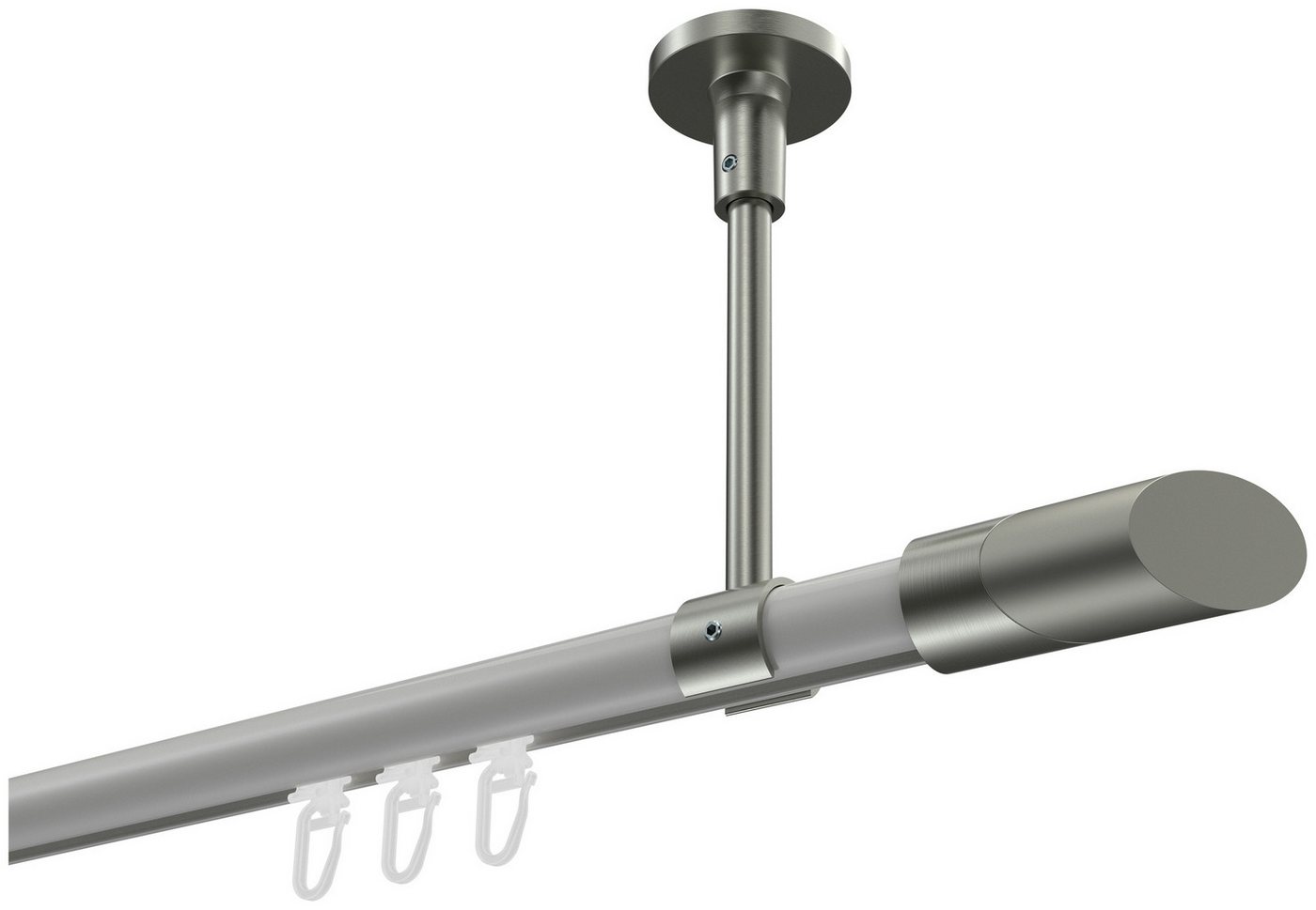 INTERDECO Innenlaufschiene Sonette Verano, Ø 20 mm, 1-läufig, Fixmaß, kürzbar, Deckenmontage, Aluminium, Weiß / Edelstahl-Optik / Bicolor von INTERDECO