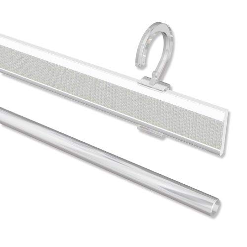 INTERDECO Paneelwagen Weiß aus Aluminium mit Klettband kürzbar für Gardinenstangen 16-20 mm Ø, Universal Easyclip, 45 cm von INTERDECO