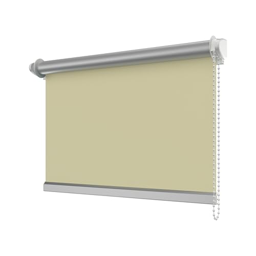 INTERDECO Verdunkelungsrollos/Thermo-Rollo Beige BxH 83,5 x 175 cm ohne Bohren (Klemmfix-Rollo), Seitenzugrollo mit Silberbeschichtung von INTERDECO
