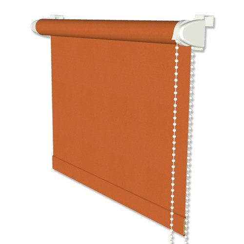 INTERDECO Verdunkelungsrollos/Thermo-Rollo Orange (Terracotta) BxH 98,5 x 175 cm Klemmfix Seitenzugrollo (ohne Bohren) mit Silberbeschichtung von INTERDECO