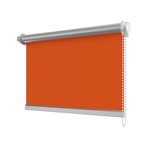 INTERDECO Verdunkelungsrollos/Thermo-Rollo Orange (Terracotta) BxH 98,5 x 175 cm ohne Bohren (Klemmfix-Rollo), Seitenzugrollo mit Silberbeschichtung von INTERDECO