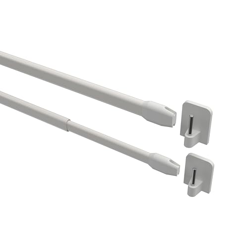 Interdeco Vitragestangen mit Klebehaken/Scheibenstangen Weiß (2 Stück), ausziehbar 80-140 cm von INTERDECO