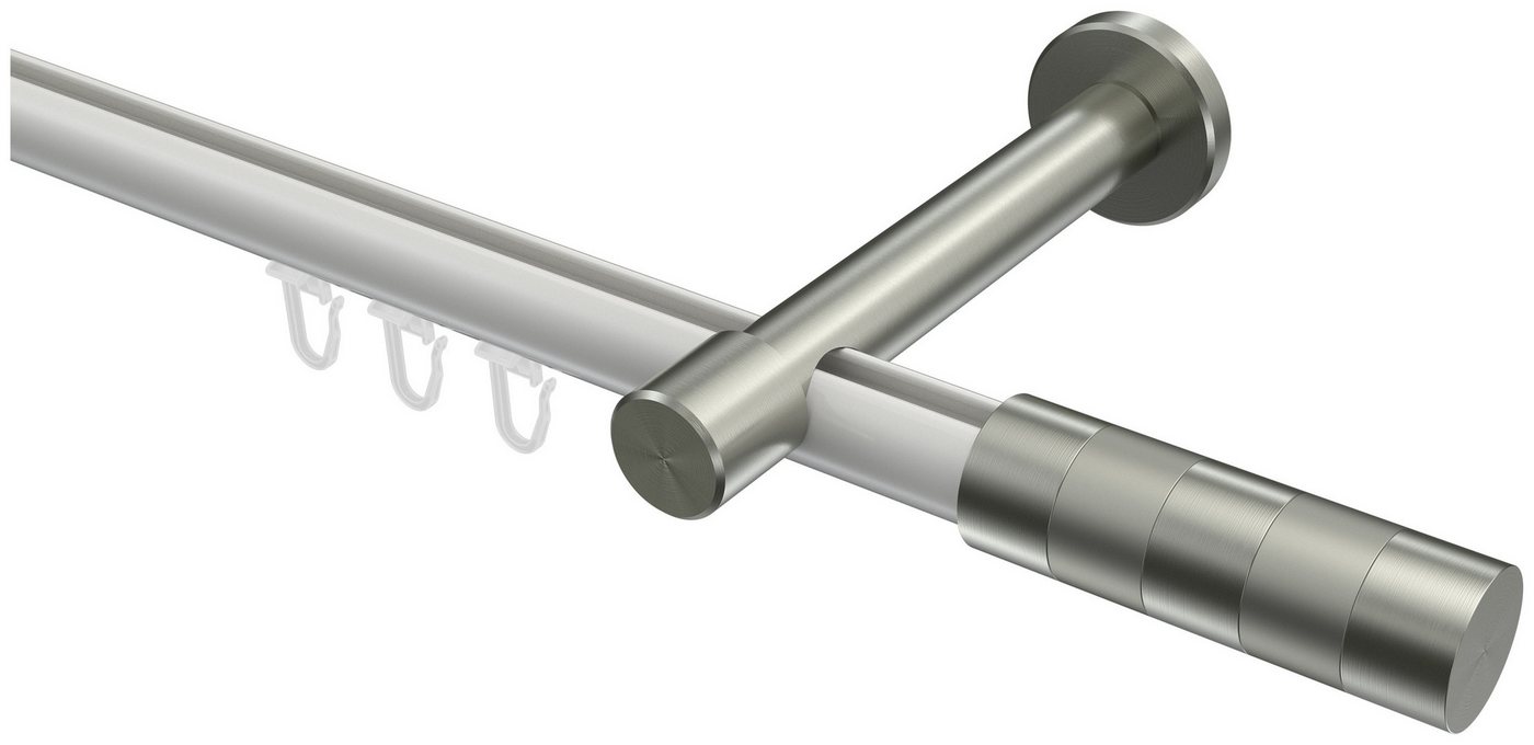 INTERDECO Innenlaufschiene Prestige Mavell, Ø 20 mm, 1-läufig, Fixmaß, kürzbar, Wandmontage, Aluminium, Weiß / Edelstahl-Optik / Bicolor von INTERDECO