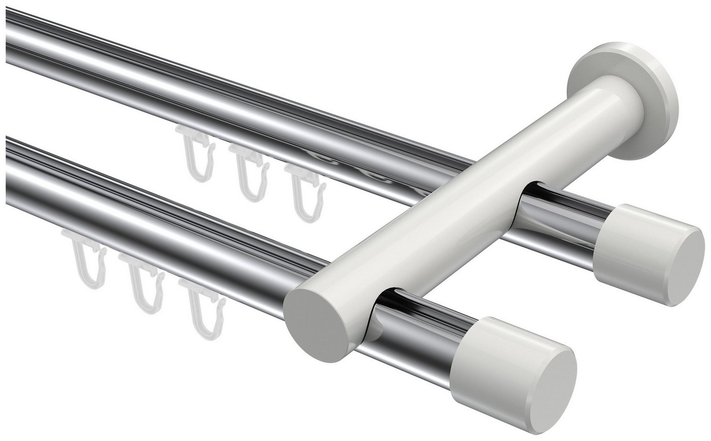 INTERDECO Innenlaufschiene Platon Santo, Ø 20 mm, 2-läufig, Fixmaß, kürzbar, Wandmontage, Aluminium, Chrom / Weiß / Bicolor von INTERDECO