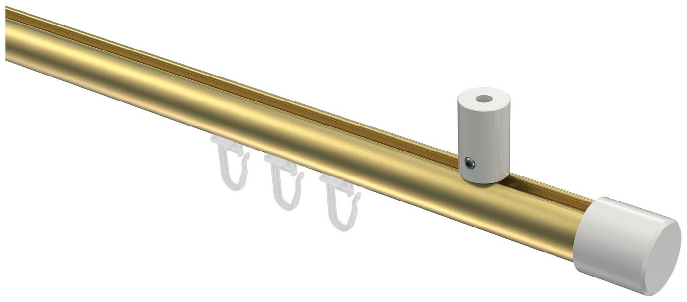 INTERDECO Innenlaufschiene Sonius Santo, Ø 20 mm, 1-läufig, Fixmaß, kürzbar, Deckenmontage, Aluminium, Messing-Optik / Weiß / Bicolor von INTERDECO