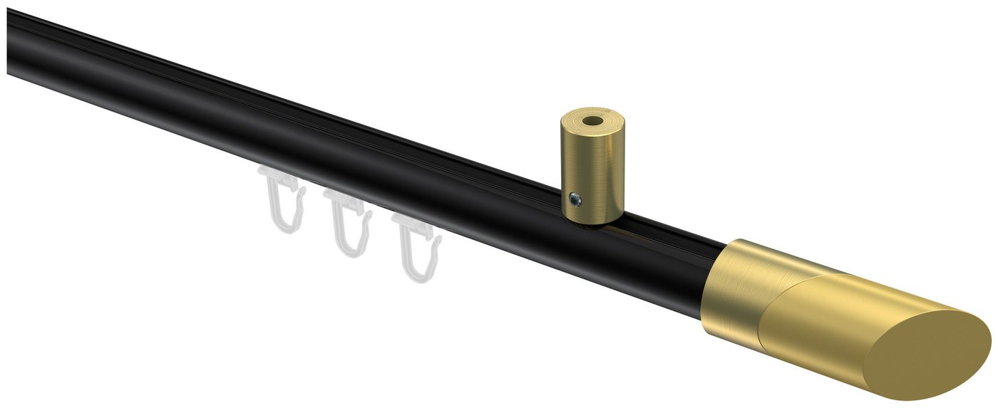 INTERDECO Innenlaufschiene Sonius Verano, Ø 20 mm, 1-läufig, Fixmaß, kürzbar, Deckenmontage, Aluminium, Schwarz / Messing-Optik / Bicolor von INTERDECO