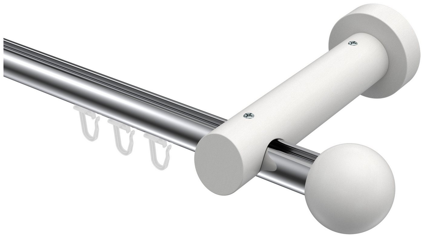 INTERDECO Innenlaufschiene Talent Luina, Ø 20 mm, 1-läufig, Fixmaß, kürzbar, Wandmontage, Aluminium, Chrom / Weiß / Bicolor von INTERDECO