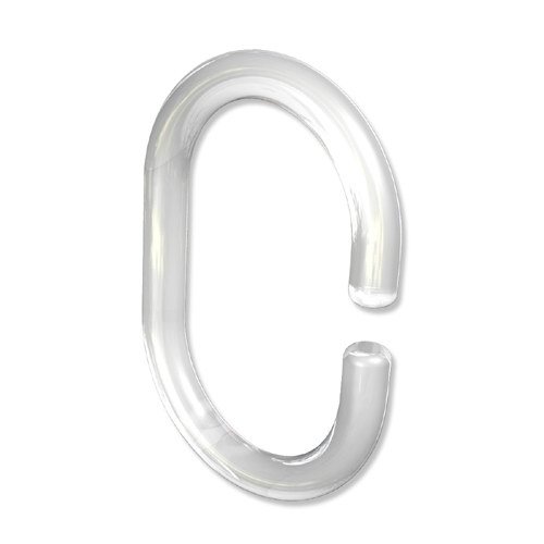 Interdeco Duschvorhangringe C-Form in Glasklar Kunststoff offene Duschringe 60/42 mm (48 Stück) von INTERDECO