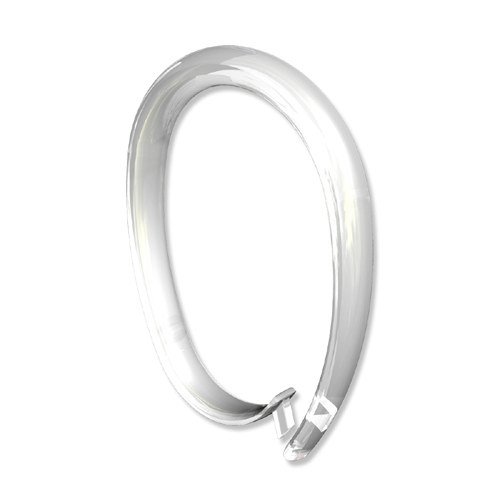 Interdeco Duschvorhangringe in Glasklar Kunststoff oval verschließbare Duschringe 65/49 mm (10 Stück) von INTERDECO