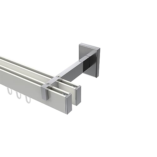 Interdeco Eck-Design Gardinenstangen kantige Innenlaufstangen Weiß/Chrom 2-läufig Typ 10212822, 280 cm von INTERDECO