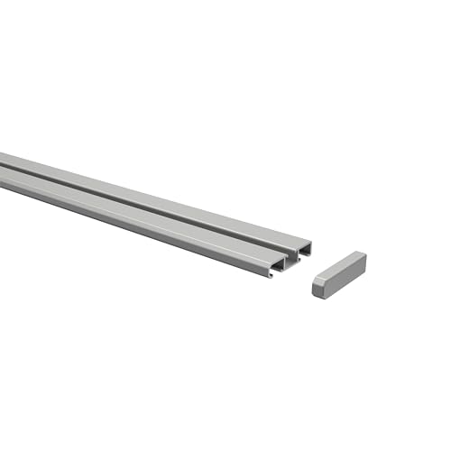 INTERDECO Gardinenschienen Silber-Grau 1-/2-läufige Vorhangschienen aus Aluminium, Slimline, 120 cm von INTERDECO
