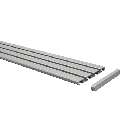 Interdeco Gardinenschienen Silber-Grau 3-/4-läufige Vorhangschienen aus Aluminium, Slimline, 600 cm von INTERDECO