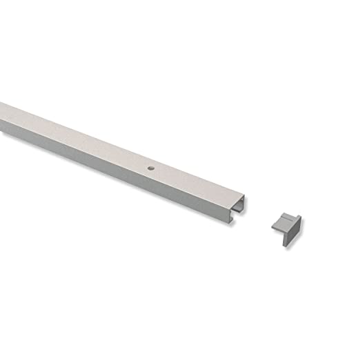 Interdeco Gardinenschienen vorgebohrt Silber-Grau 1-läufige Vorhangschienen aus Aluminium, Primax, 220 cm von INTERDECO