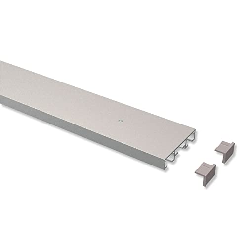 Interdeco Gardinenschienen vorgebohrt Silber-Grau 2-läufige Vorhangschienen aus Aluminium, Primax, 180 cm von INTERDECO