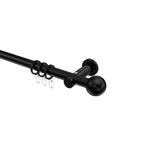 Interdeco Gardinenstange Schwarz aus Metall 20 mm Ø Platon Luino, 240 cm von INTERDECO