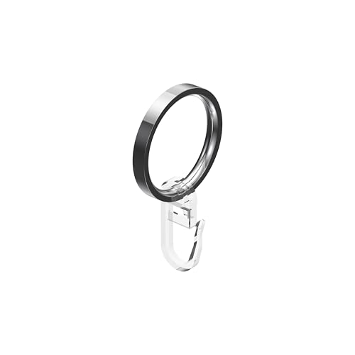 Interdeco Gardinenstangen Ringe mit Faltenhaken, Gardinenringe in Chrom für 20 mm Ø (16 Stück) von INTERDECO