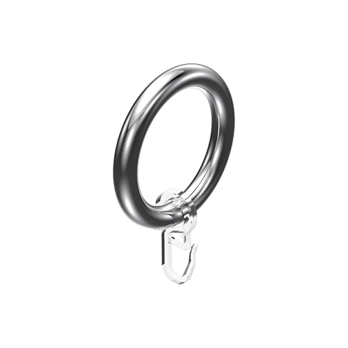 Interdeco Gardinenstangen Ringe mit Faltenhaken/Gardinenringe in Chrom-farbig/Kunststoff für 28 mm Ø (10 Stück) von INTERDECO