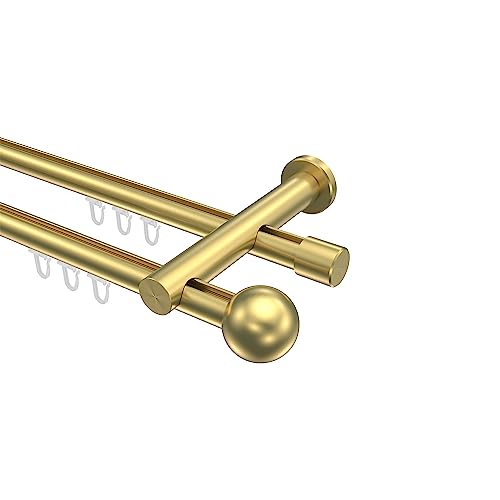 Interdeco Gardinenstangen mit Innenlauf Messing Optik 20 mm Ø zweiläufig Platon Luino, 220 cm Interdeco Gardinenstangen mit Innenlauf Messing Optik 20 mm Ø zweiläufig Platon Luino, 220 cm von INTERDECO