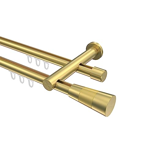 Interdeco Gardinenstangen mit Innenlauf Messing Optik 20 mm Ø zweiläufig Platon Tanara, 200 cm Interdeco Gardinenstangen mit Innenlauf Messing Optik 20 mm Ø zweiläufig Platon Tanara, 200 cm von INTERDECO