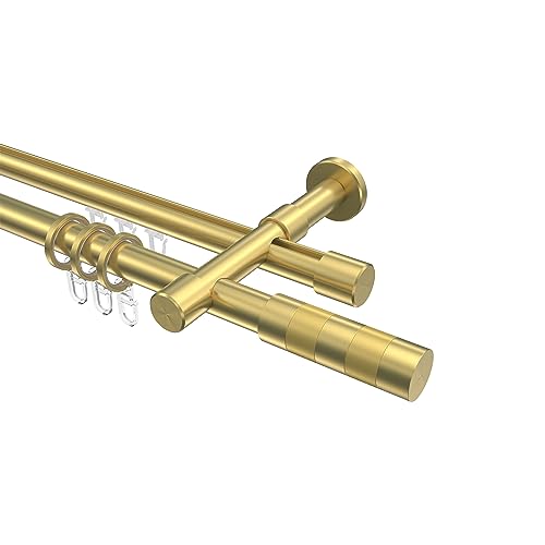 Interdeco Gardinenstangen mit Rundrohr und Innenlauf Messing Optik 20 mm Ø 2-läufig Prestige Mavell, 600 cm von INTERDECO