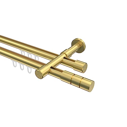 Interdeco Innenlauf Gardinenstange Messing Optik 20 mm Ø 2-läufig Prestige Elanto, 400 cm von INTERDECO