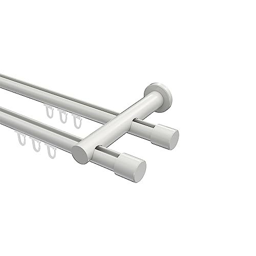Interdeco Innenlauf Gardinenstange Weiß doppelläufig 20 mm Ø Platon Santo, 440 cm von INTERDECO