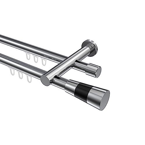 Interdeco Innenlauf Gardinenstangen Chrom doppelläufig 20 mm Ø Platon Tanara, 220 cm von INTERDECO