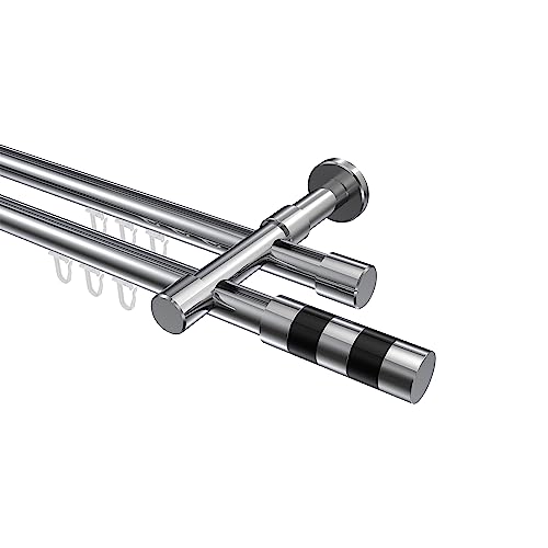 Interdeco Innenlauf Gardinenstangen Chrom zweiläufig 20 mm Ø Prestige Mavell, 280 cm von INTERDECO