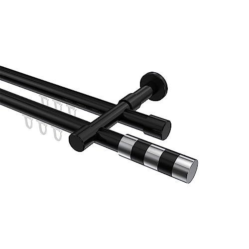 Interdeco Innenlauf Gardinenstangen Schwarz 2-läufig 20 mm Ø Prestige Mavell, 160 cm von INTERDECO