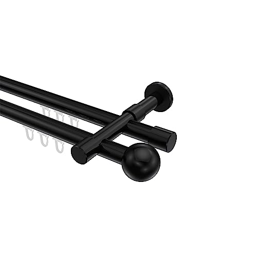 Interdeco Innenlauf Gardinenstangen Schwarz 2-läufig 20 mm Ø Prestige Luino, 360 cm von INTERDECO