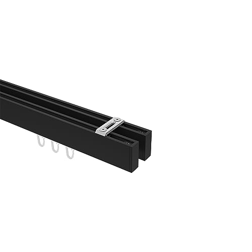 Interdeco Innenlauf-Gardinenstangen eckig/kantig (Deckenbefestigung) Schwarz zweiläufig Typ 10212817, 160 cm von INTERDECO